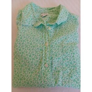 J. Crew green floral cotton buttonup shirt womens L colorful lightweight blouse